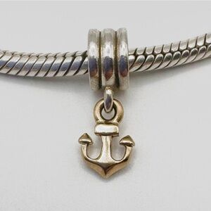 Pandora Anchor Nautical Dangle 14K Gold & Sterling Silver Charm